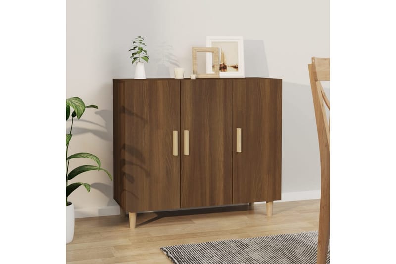 beBasic Skjenk brun eik 90x34x80 cm konstruert tre - Brun - Oppbevaring - Oppbevaringsmøbler - Kommode - Entrekommode