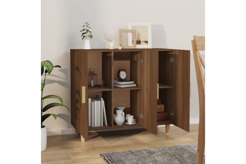 beBasic Skjenk brun eik 90x34x80 cm konstruert tre - Brun - Oppbevaring - Oppbevaringsmøbler - Kommode - Entrekommode