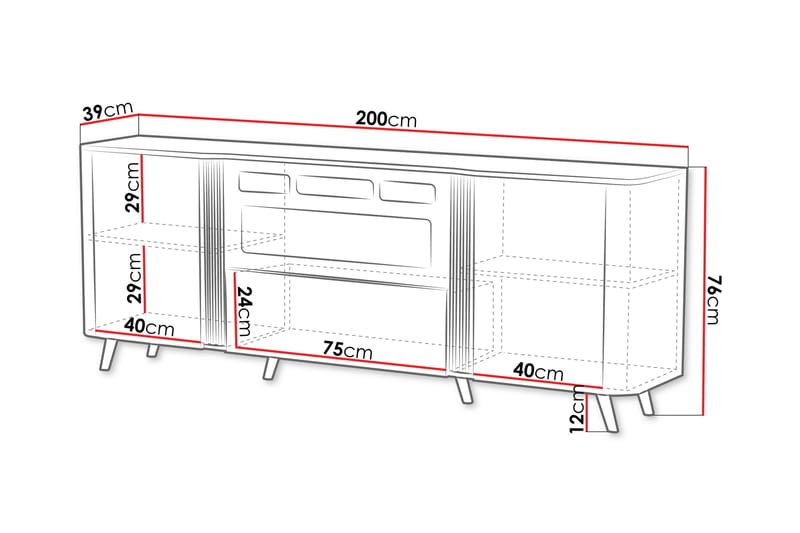 Clement Kommode 200 cm - Svart - Oppbevaring - Oppbevaringsmøbler - Kommode