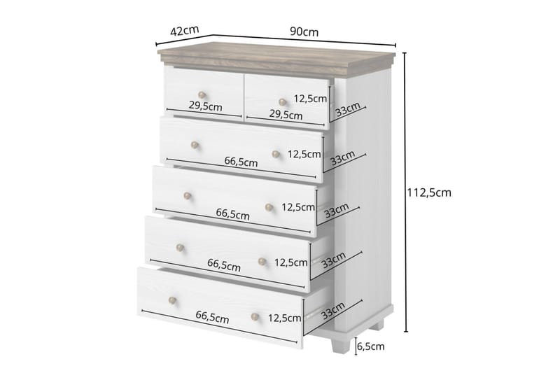 Doade kommode 90x42x112,5 cm - Askegrå/Natur - Oppbevaring - Oppbevaringsmøbler - Kommode - Entrekommode