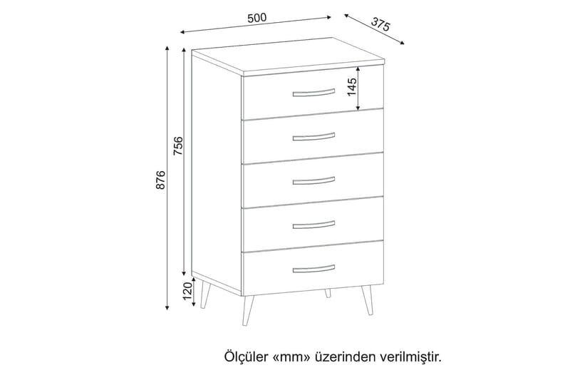 Furny Home Kommode 5 Skuffer - Oppbevaring - Oppbevaringsmøbler - Kommode - Entrekommode