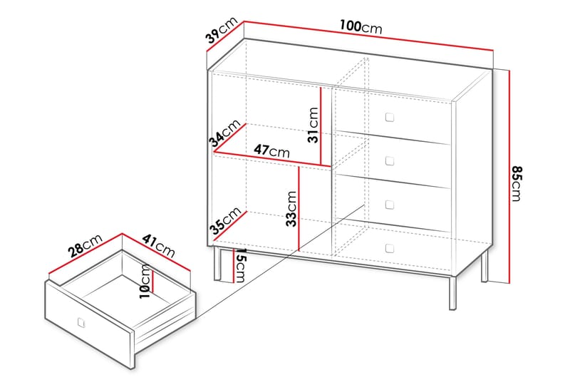 Hermann Kommode 100 cm - Hvit - Oppbevaring - Oppbevaringsmøbler - Kommode - Entrekommode