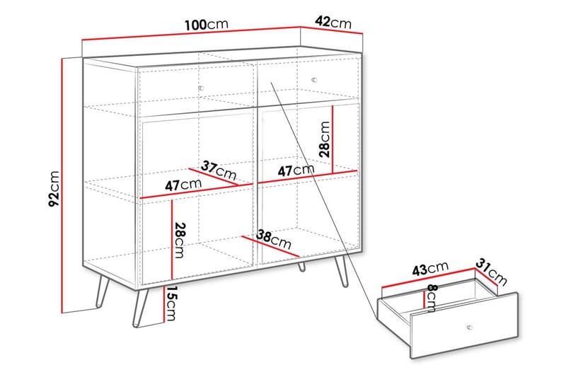 Hester Kommode 100 cm - Sand beige - Oppbevaring - Oppbevaringsmøbler - Kommode - Entrekommode