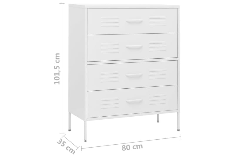 Kommode hvit 80x35x101,5 cm stål - Hvit - Oppbevaring - Oppbevaringsmøbler - Kommode - Entrekommode