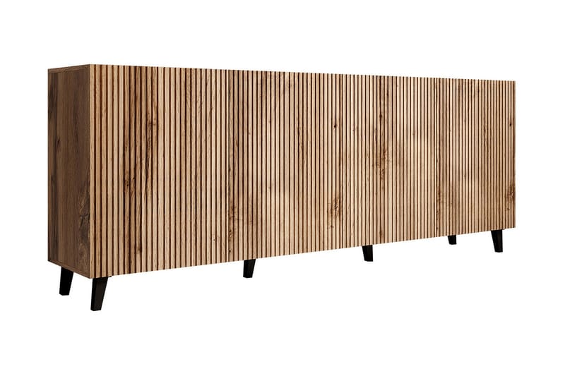 Juniskär Skjenk med Oppbevaring Tre 40x82x200 cm - Svart / Eik / Ribbet - Oppbevaring - Oppbevaringsmøbler - Kommode