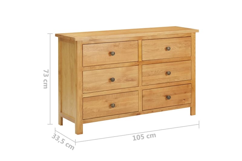 Kommode 105x33,5x73 cm heltre eik - Oppbevaring - Oppbevaringsmøbler - Kommode - Entrekommode