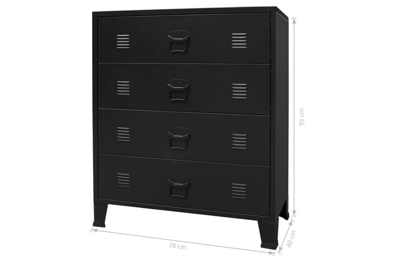 Kommode metall industriell stil 78x40x93 cm svart - Oppbevaring - Oppbevaringsmøbler - Kommode - Entrekommode