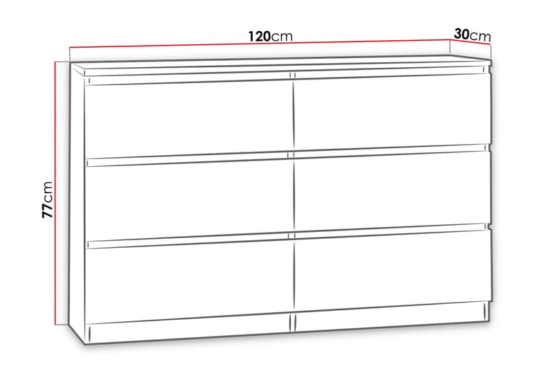 Malwa Kommode med Skuffer 30 cm dyp - Hvit - Oppbevaring - Oppbevaringsmøbler - Kommode - Entrekommode