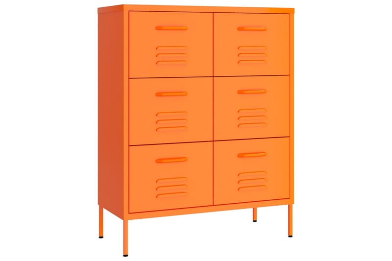 Kommode oransje 80x35x101,5 cm stål - Oransj - Oppbevaring - Oppbevaringsmøbler - Kommode - Entrekommode