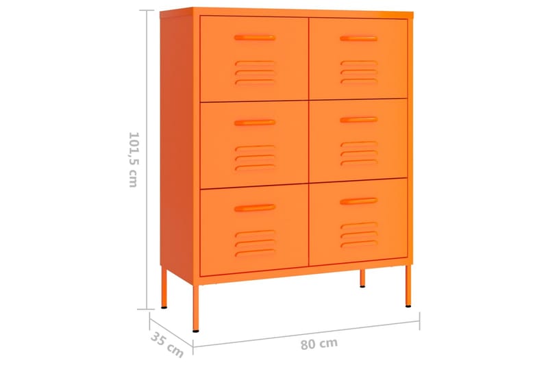 Kommode oransje 80x35x101,5 cm stål - Oransj - Oppbevaring - Oppbevaringsmøbler - Kommode - Entrekommode