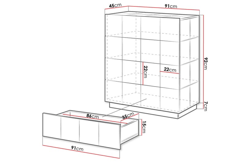 Reja Kommode 91 cm Høy - Svart - Oppbevaring - Oppbevaringsmøbler - Kommode