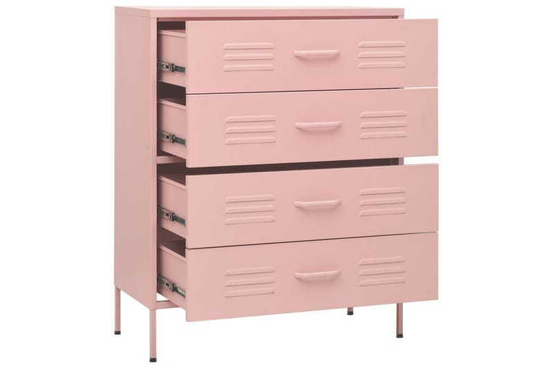 Kommode rosa 80x35x101,5 cm stål - Rosa - Oppbevaring - Oppbevaringsmøbler - Kommode - Entrekommode