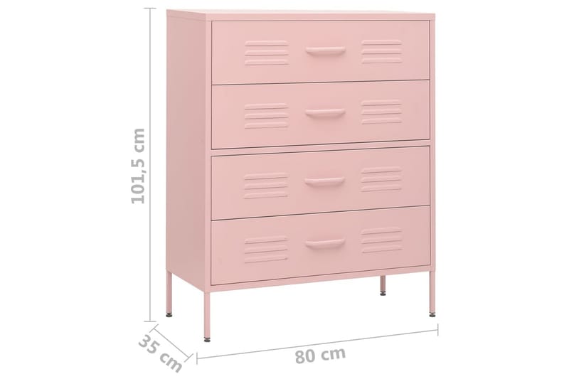 Kommode rosa 80x35x101,5 cm stål - Rosa - Oppbevaring - Oppbevaringsmøbler - Kommode - Entrekommode