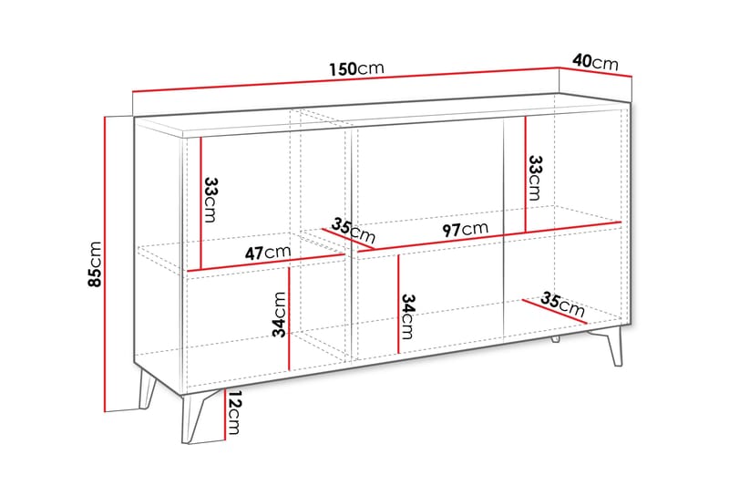 Royston Kommode 150 cm - Hvit - Oppbevaring - Oppbevaringsmøbler - Kommode