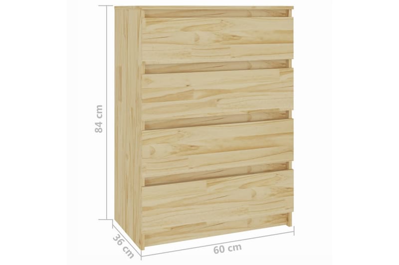 Sideskap 60x36x84 cm heltre furu - Brun - Oppbevaring - Oppbevaringsmøbler - Kommode - Entrekommode