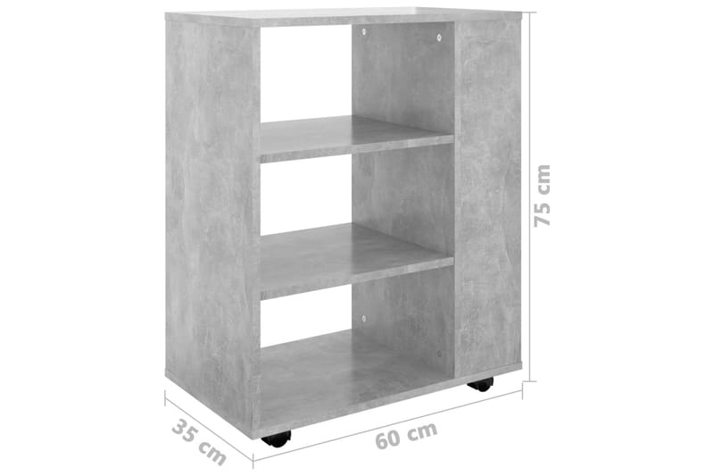 Rulleskap betonggrå 60x35x75 cm sponplate - Grå - Oppbevaring - Oppbevaringsmøbler - Kommode - Skuffeseksjon