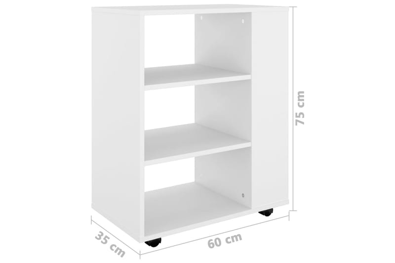 Rulleskap hvit 60x35x75 cm sponplate - Hvit - Oppbevaring - Oppbevaringsmøbler - Kommode - Skuffeseksjon