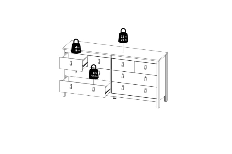 Vallvidera Nattbord 159 cm - Svart - Oppbevaring - Oppbevaringsmøbler - Kommode