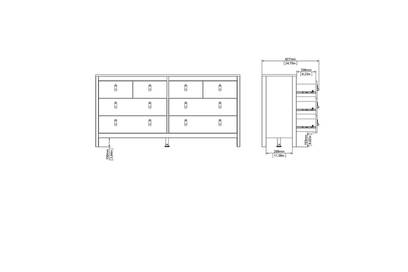 Vallvidera Nattbord 159 cm - Svart - Oppbevaring - Oppbevaringsmøbler - Kommode