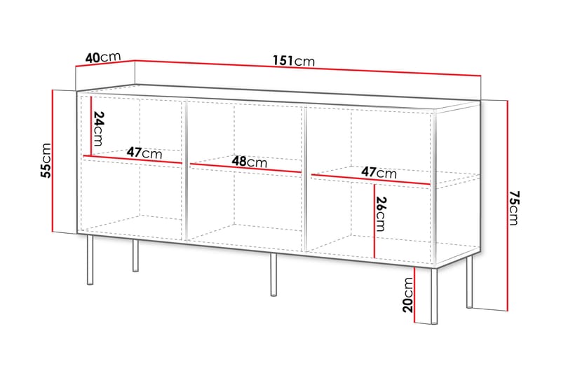 Laholm Kommode 151 cm - Hvit - Oppbevaring - Oppbevaringsmøbler - Kommode