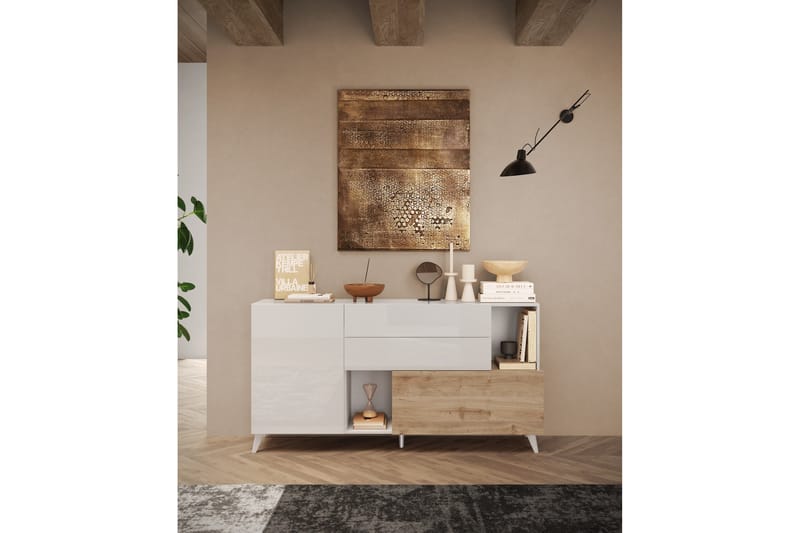 Monaco Skänk 181x42 cm - Hvit/Brun - Oppbevaring - Oppbevaringsmøbler - Sideboard & skjenker