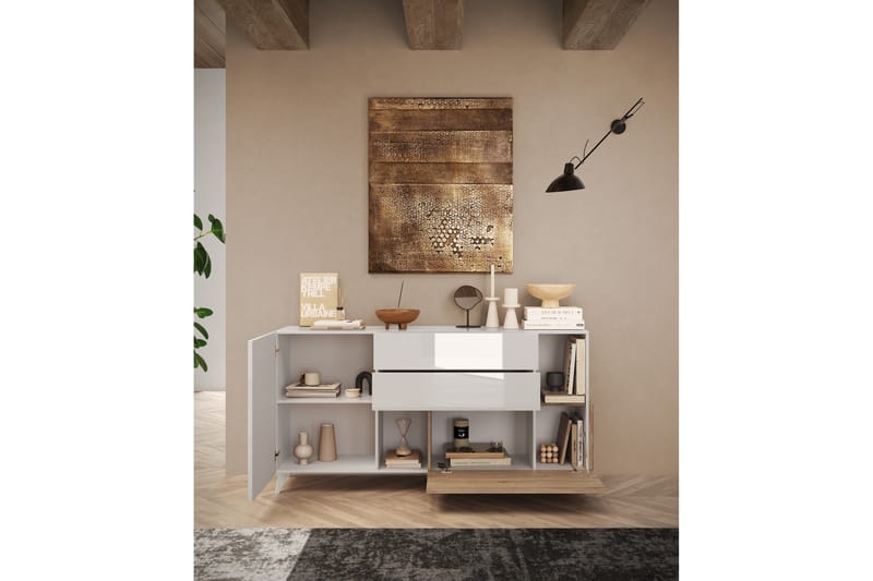 Monaco Skänk 181x42 cm - Hvit/Brun - Oppbevaring - Oppbevaringsmøbler - Sideboard & skjenker