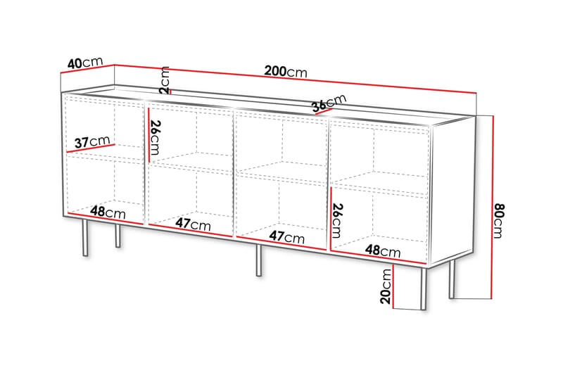 Munkedal Kommode 200 cm - Hvit - Oppbevaring - Oppbevaringsmøbler - Kommode