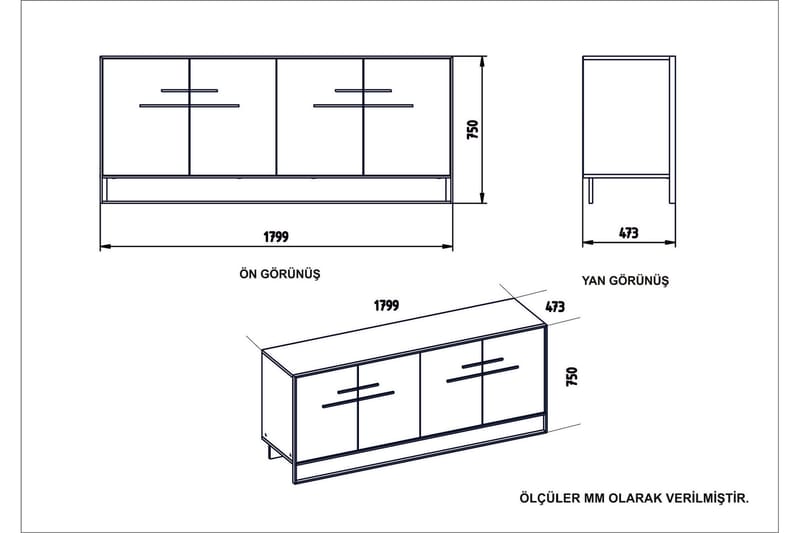 Cofield Sidebord 180 cm - Gull|Svart - Oppbevaring - Oppbevaringsmøbler - Sideboard & skjenker