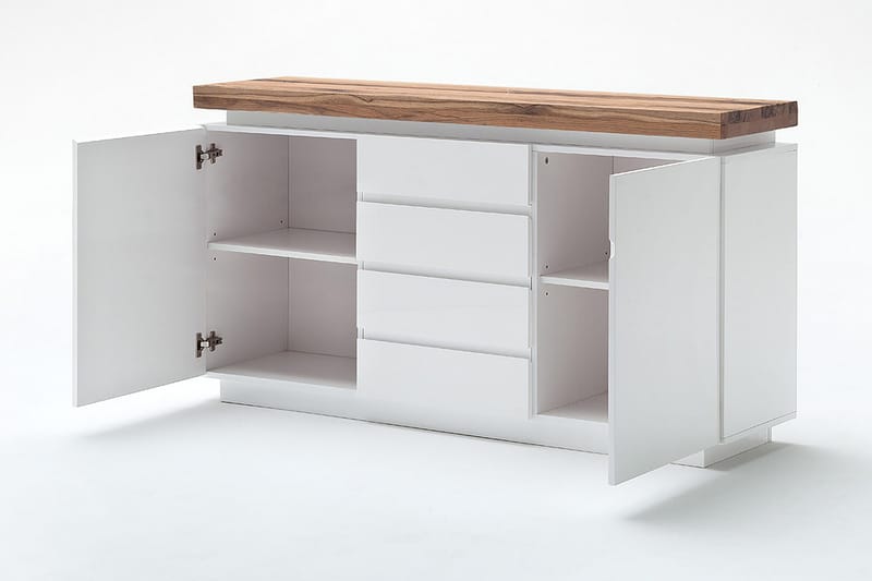 Corbett Skjenk 150 cm 2 Dører 4 Skuffer - Oljet Eik/Matt Hvit - Oppbevaring - Oppbevaringsmøbler - Sideboard & skjenker