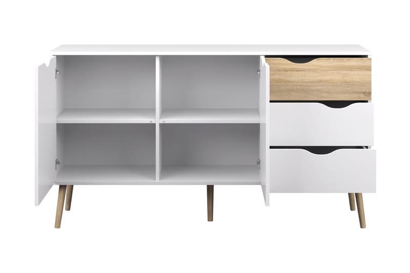 Delta Skjenk 147 cm - Hvit/Eik - Oppbevaring - Oppbevaringsmøbler - Sideboard & skjenker