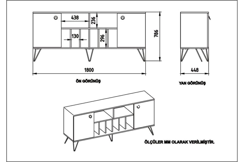 Dregrich Sidebord 180 cm - Valnøtt|Svart - Oppbevaring - Oppbevaringsmøbler - Sideboard & skjenker