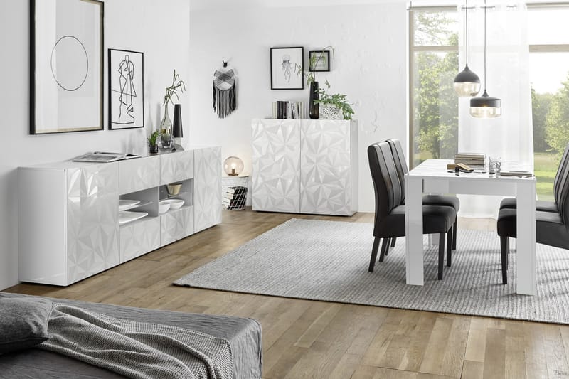 Fasett Skjenk 241 cm med 4 Åpne Hyller - Hvit - Oppbevaring - Oppbevaringsmøbler - Sideboard & skjenker