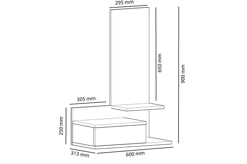 Filford Sideboard 60 cm - Eik|Antrasitt - Oppbevaring - Oppbevaringsmøbler - Sideboard & skjenker