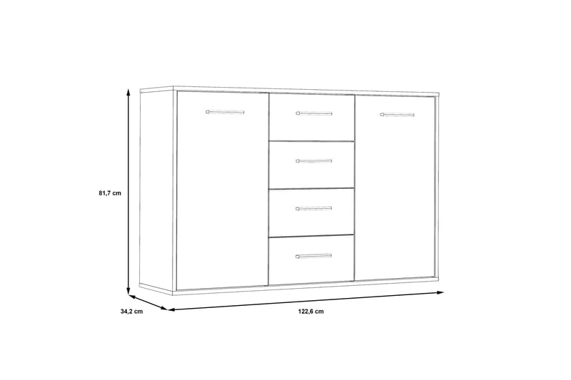 Haba Skjenk 34x123 cm - Grå - Oppbevaring - Oppbevaringsmøbler - Sideboard & skjenker