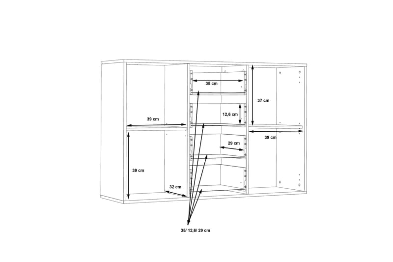 Haba Skjenk 34x123 cm - Grå - Oppbevaring - Oppbevaringsmøbler - Sideboard & skjenker