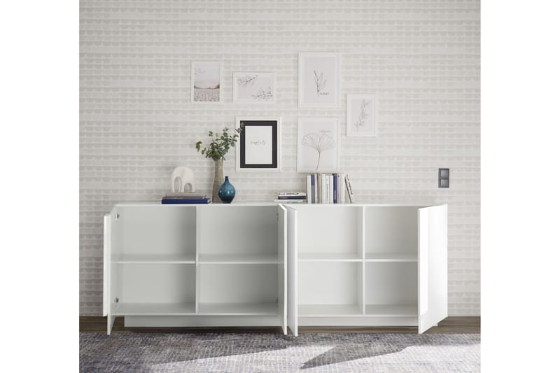 Helmund Sideboard 241 cm - Hvit - Oppbevaring - Oppbevaringsmøbler - Sideboard & skjenker