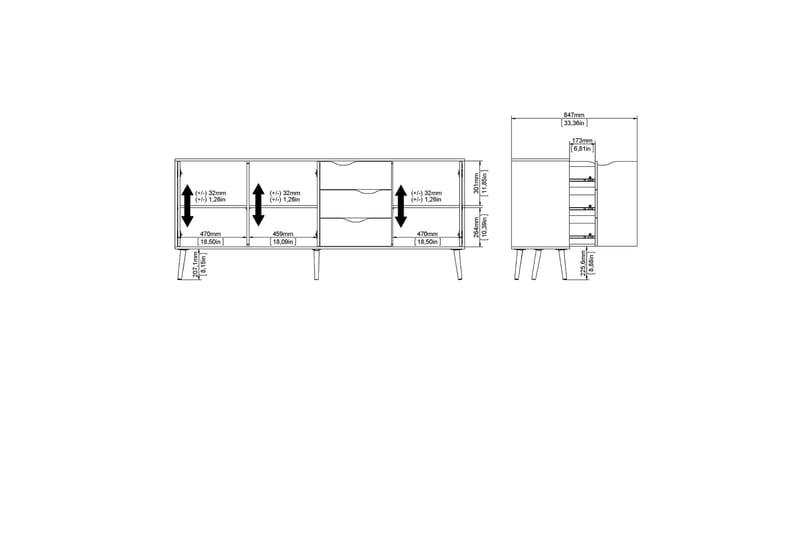 Hostafranc skjenk 40x196 cm - Hvit | Natur - Oppbevaring - Oppbevaringsmøbler - Sideboard & skjenker