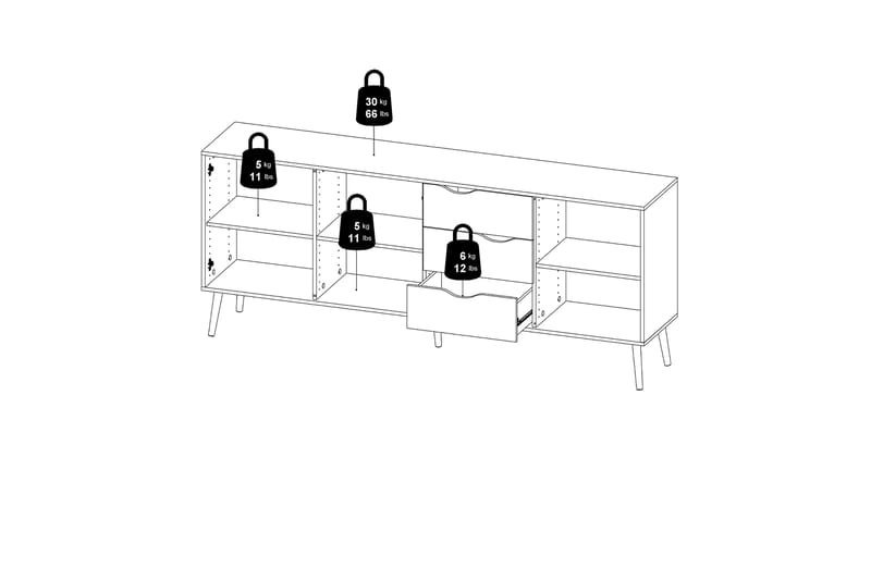 Hostafranc skjenk 40x196 cm - Hvit | Natur - Oppbevaring - Oppbevaringsmøbler - Sideboard & skjenker