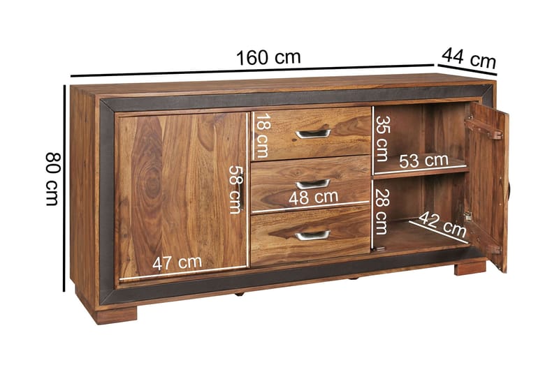 Luqman Skjenk 160x44 cm - Brun - Oppbevaring - Oppbevaringsmøbler - Sideboard & skjenker