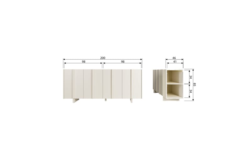 Morya Skjenk 200 cm - Beige - Oppbevaring - Oppbevaringsmøbler - Sideboard & skjenker