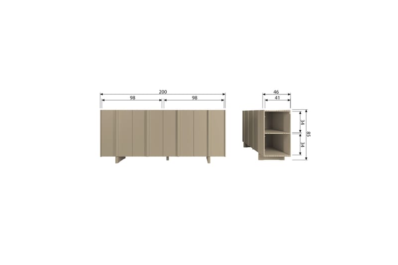 Morya Skjenk 200 cm - Brun - Oppbevaring - Oppbevaringsmøbler - Sideboard & skjenker