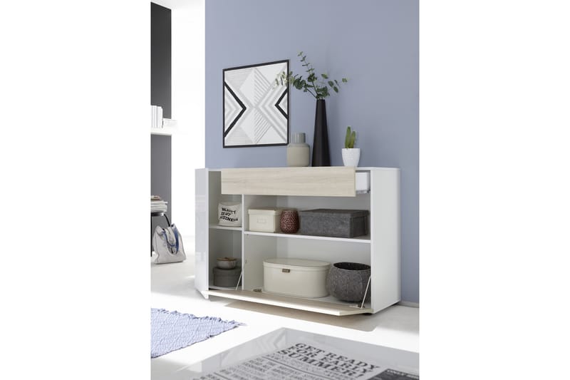 Nicery Sideboard 130 cm - Hvit/Brun - Oppbevaring - Oppbevaringsmøbler - Sideboard & skjenker