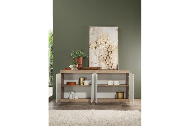 Nicery Sideboard 180 cm - Hvit/Brun - Oppbevaring - Oppbevaringsmøbler - Sideboard & skjenker