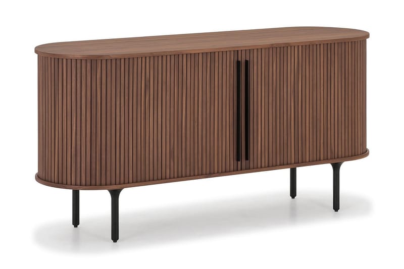 Noira Smalt Sideboard Ribbet Valnøtt 150x45 cm - Massiv Valnøtt / Brun - Oppbevaring - Oppbevaringsmøbler - Sideboard & skjenker