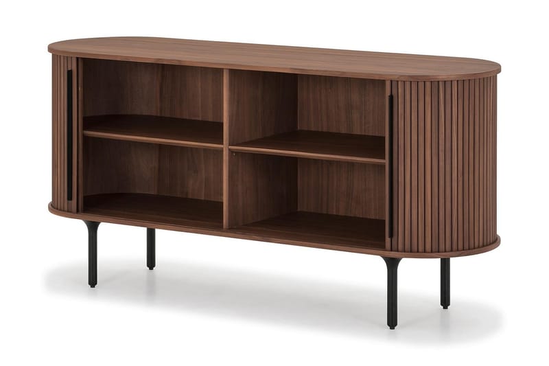 Noira Smalt Sideboard Ribbet Valnøtt 150x45 cm - Massiv Valnøtt / Brun - Oppbevaring - Oppbevaringsmøbler - Sideboard & skjenker