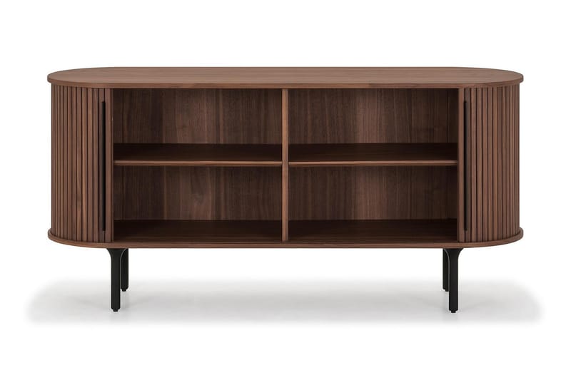 Noira Smalt Sideboard Ribbet Valnøtt 150x45 cm - Massiv Valnøtt / Brun - Oppbevaring - Oppbevaringsmøbler - Sideboard & skjenker