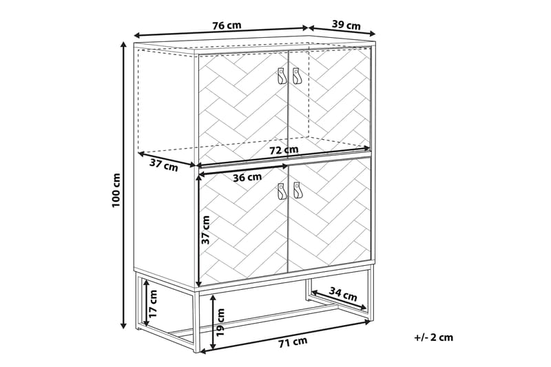 Nueva skjenk 76x39 cm - Lysebrun / Hvit - Oppbevaring - Oppbevaringsmøbler - Sideboard & skjenker