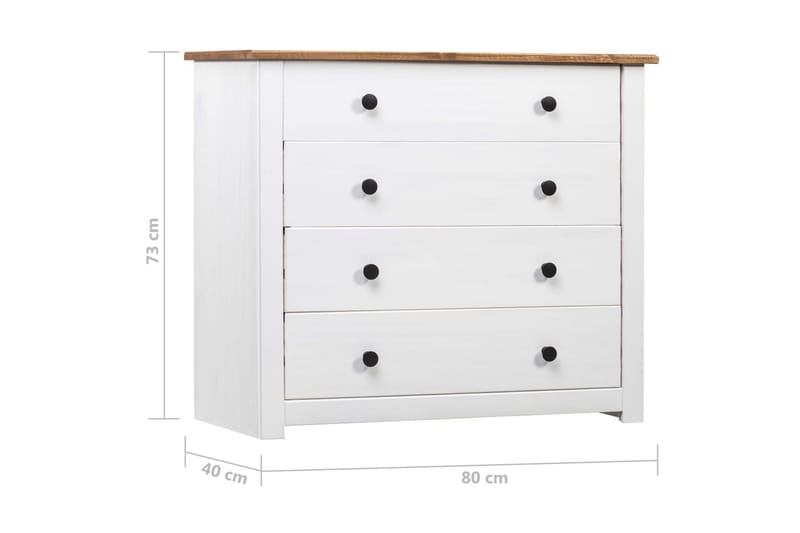 Sideskap hvit 80x40x73 cm furu Panama Range - Hvit - Oppbevaring - Oppbevaringsmøbler - Sideboard & skjenker