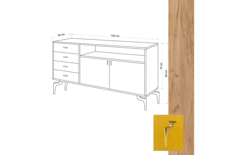 Sidobord Ek|Gul - Oppbevaring - Oppbevaringsmøbler - Sideboard & skjenker