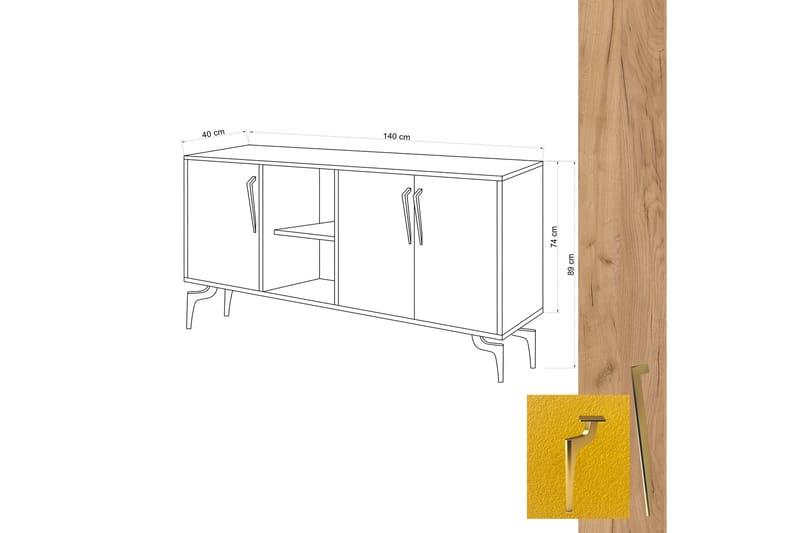 Sidobord Ek|Gul - Oppbevaring - Oppbevaringsmøbler - Sideboard & skjenker